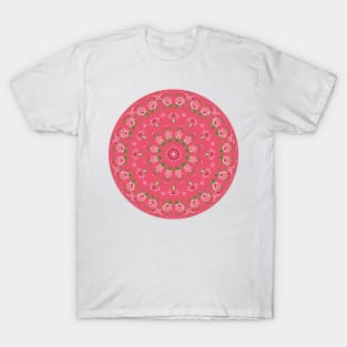 Pink Roses Kaleidoscope Mandala T-Shirt